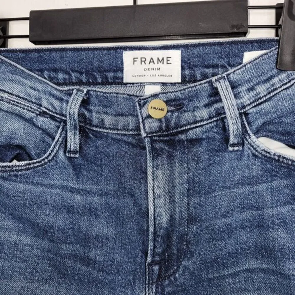 Frame Le High Skinny‎ Jeans Women 27 Blue Raw Hem